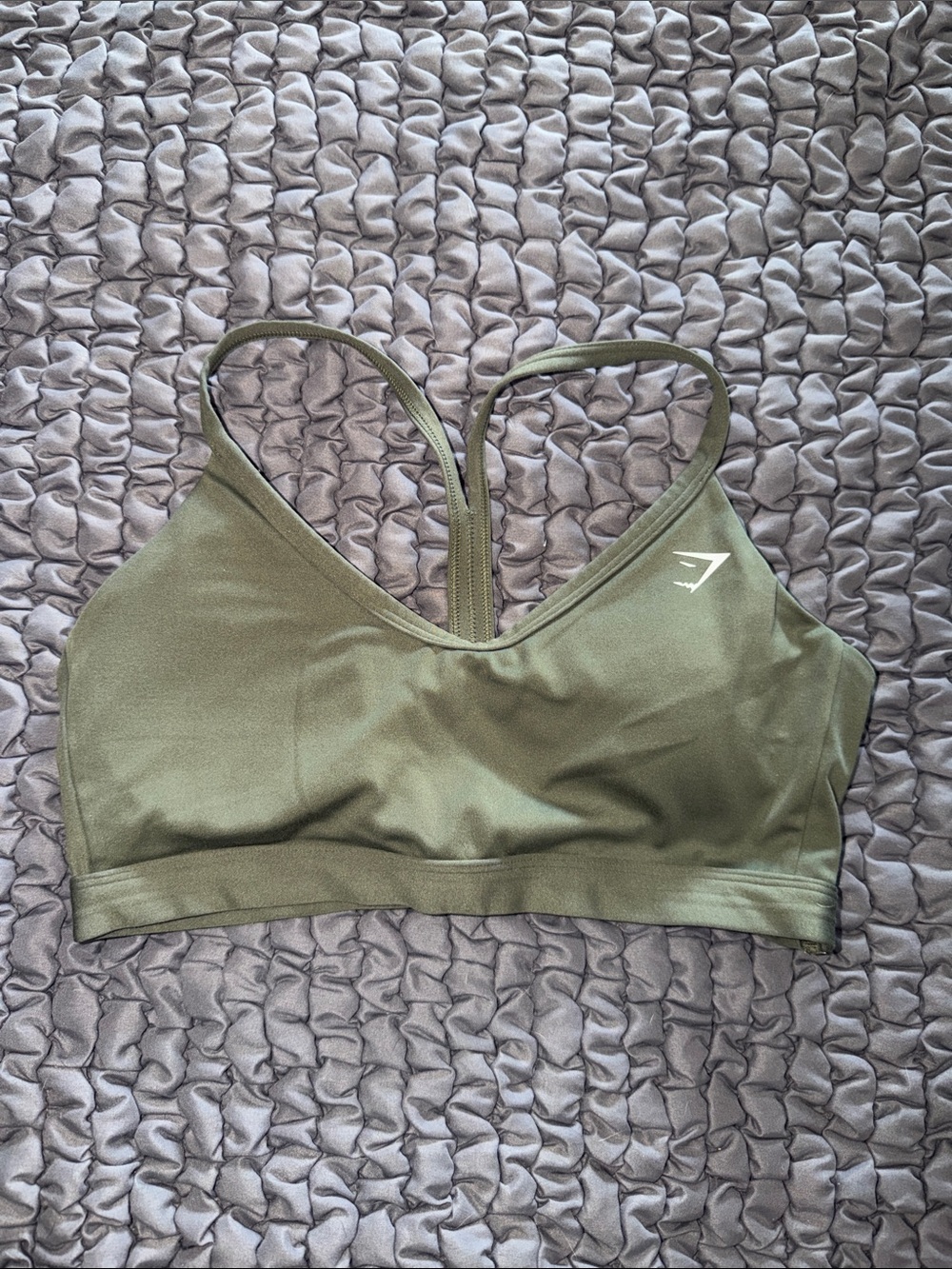 Gymshark Olive Green Double-Strap V-Neck Sports Bra